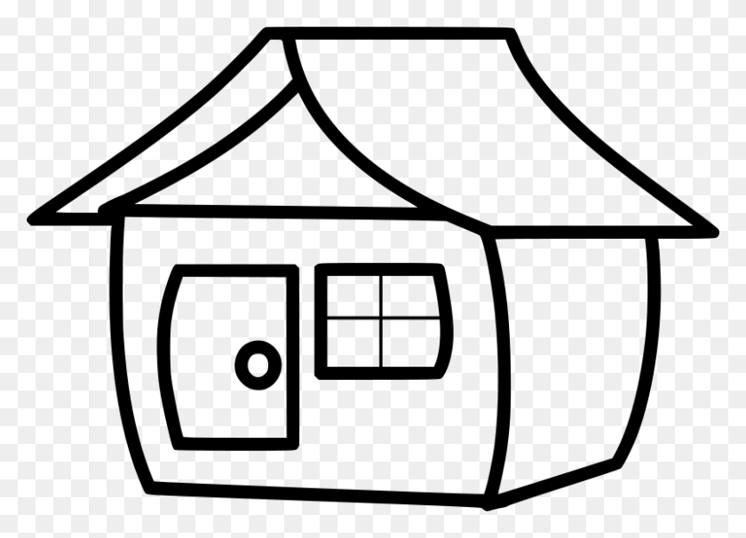 800x560 House Line Art - Haunted House Clipart Black And White
