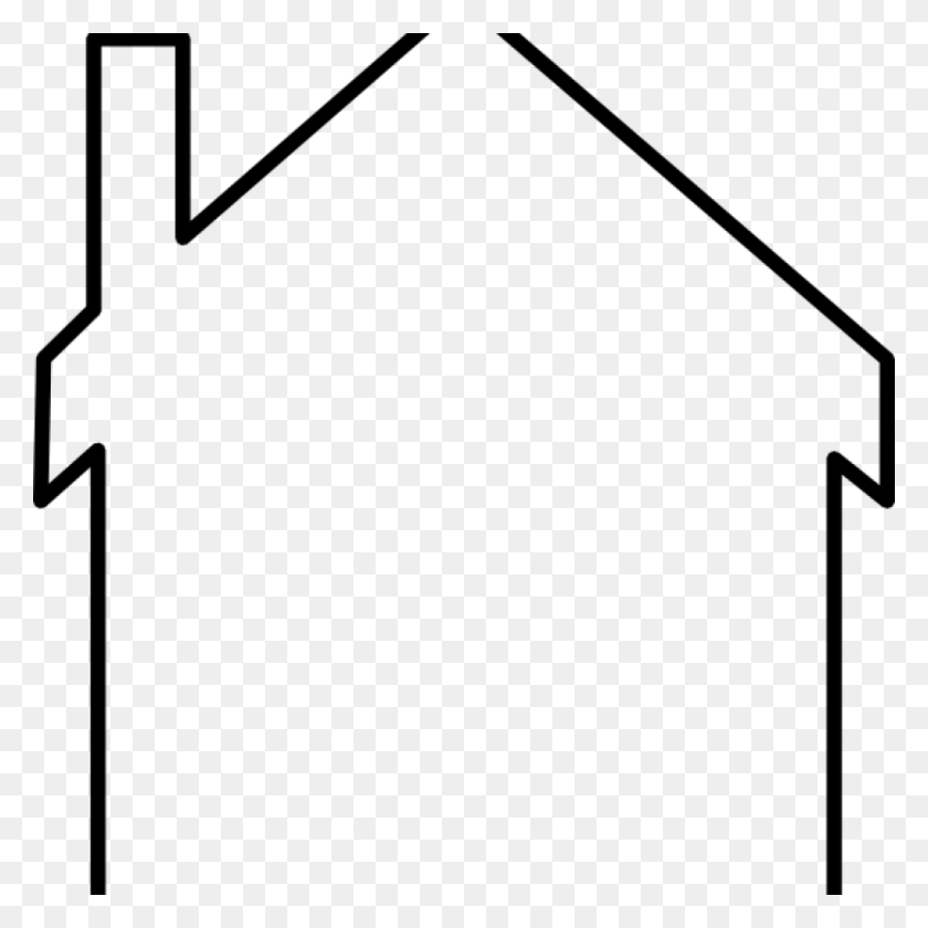 1024x1024 Дом Контур Клипарт Абстрактная Крыша Картинки В Clker Vector - Крыша Клипарт Черный И Белый