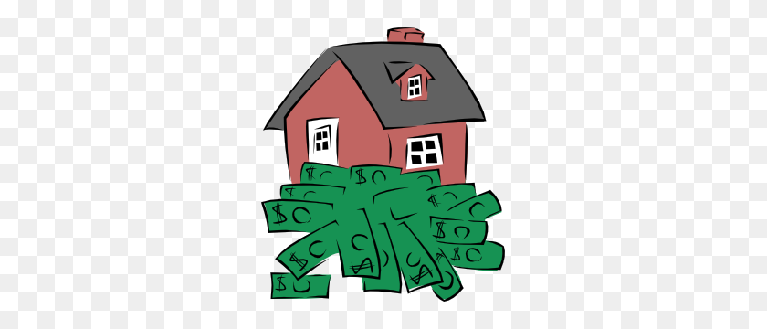267x300 House Sitting On A Pile Of Money Clip Art - Property Clipart
