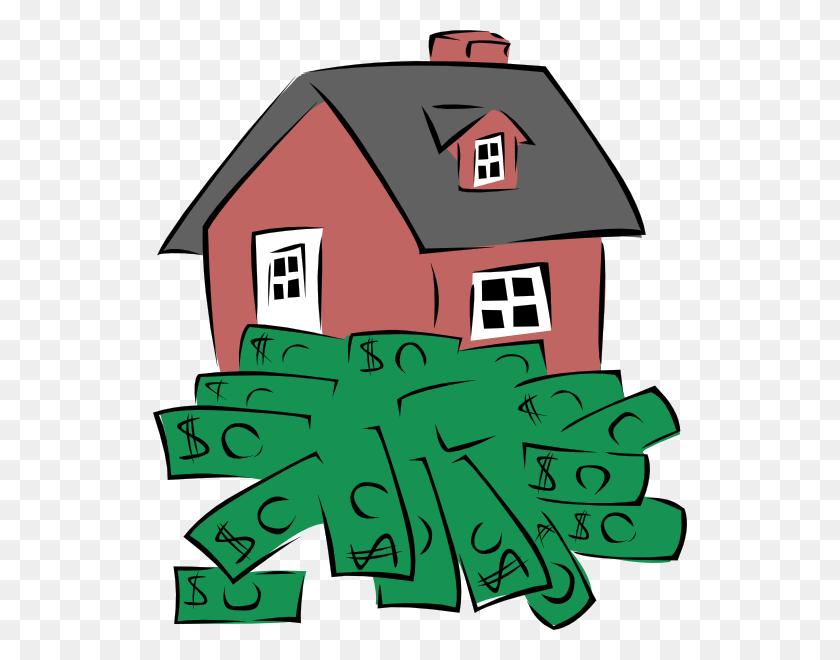 534x600 House Sitting On A Pile Of Money Clip Art - House Sold Clipart