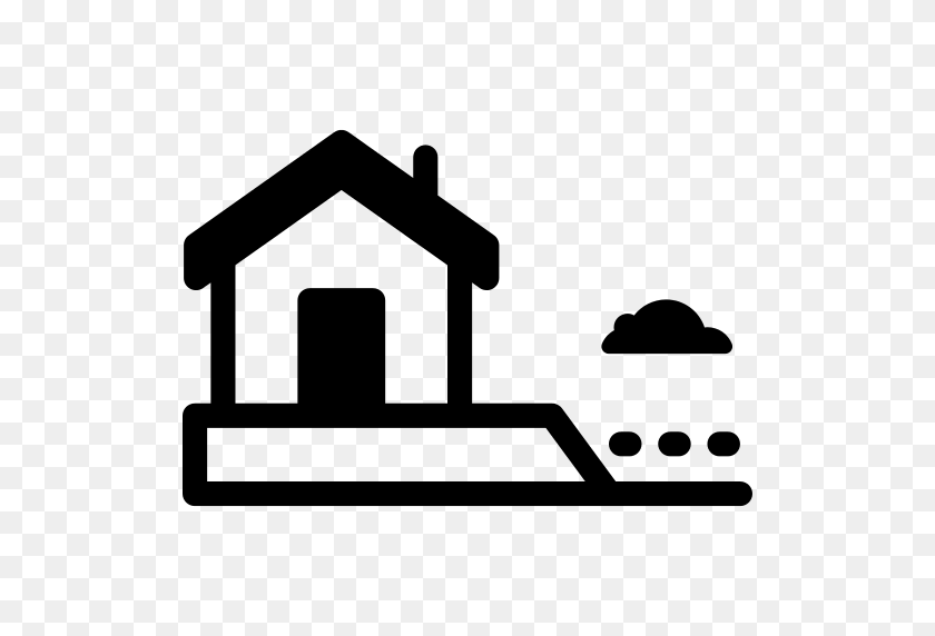 512x512 House With Cloud Png Icon - House Silhouette PNG