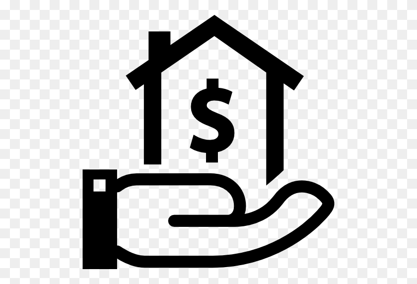 512x512 House With Dollar Sign On A Hand - Dollar Sign Icon PNG