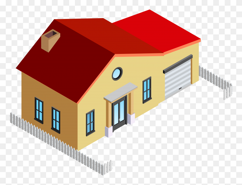 8000x6010 House With Fence Png Clip Art - School Bathroom Clipart