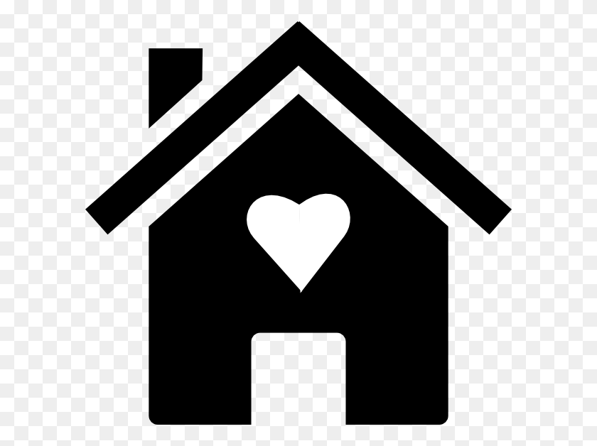 600x568 House With Heart Clipart - Heart And Cross Clipart