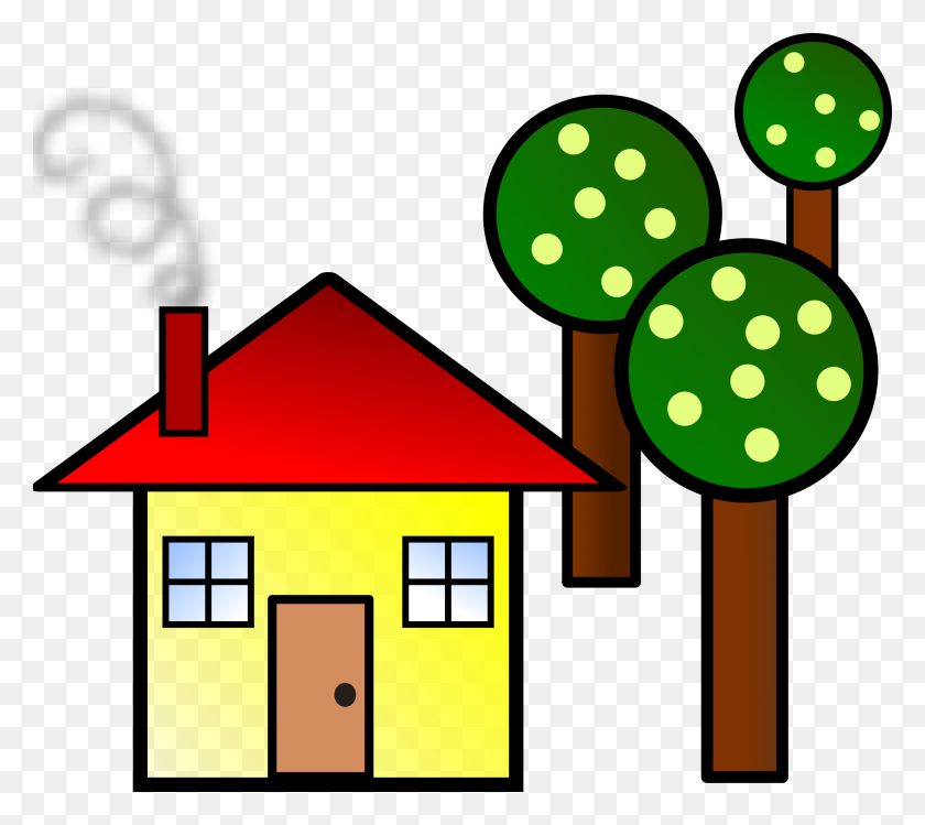 2400x2120 House With Trees - Simple House Clipart