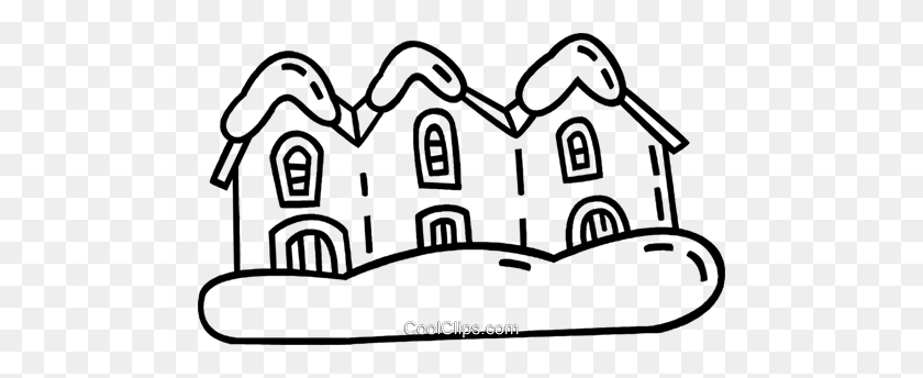 480x284 Houses In A Row After A Snow Fall Royalty Free Vector Clip Art - Snow Clipart Black And White