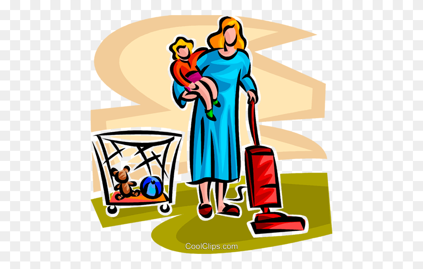 480x475 Housework And Looking After Children Royalty Free Vector Clip Art - Chores Clipart
