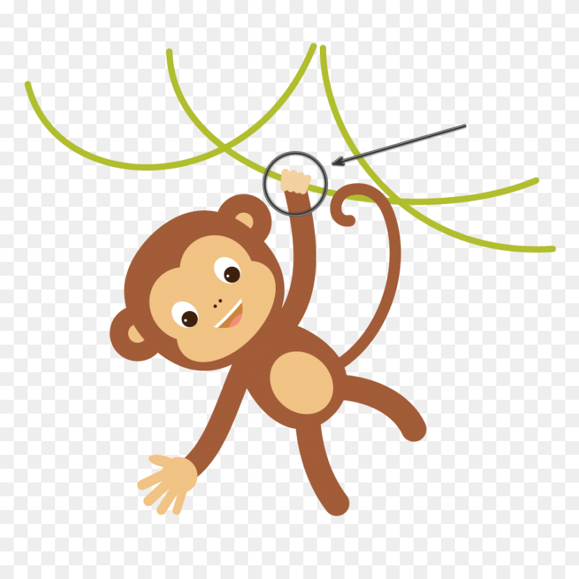 850x850 How To Create A Hanging Monkey Illustration In Adobe Illustrator - Monkey Hanging From A Tree Clipart
