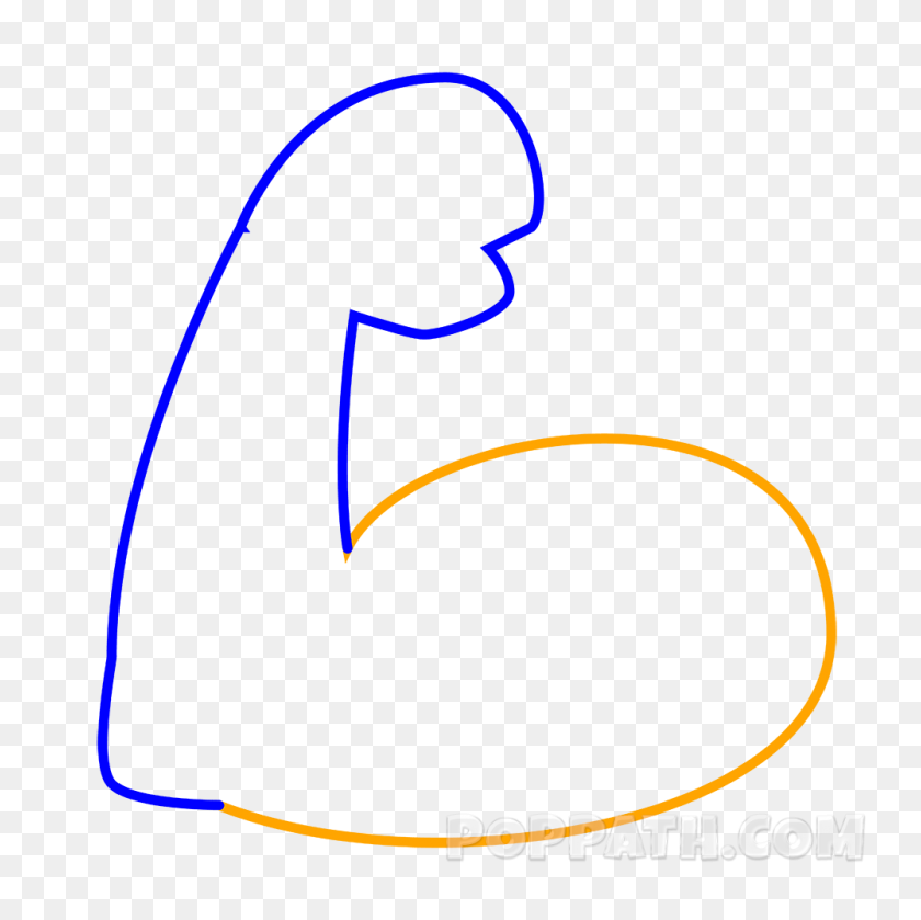 1000x1000 How To Draw A Biceps Emoji Pop Path - Muscle Arm PNG