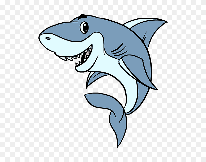 678x600 Cómo Dibujar Un Tiburón De Dibujos Animados Paso Fácil - Imágenes Prediseñadas De Tiburón Blanco Y Negro