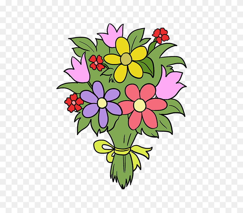 680x678 How To Draw A Flower Bouquet - Flower Drawing PNG