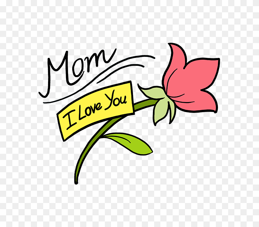680x678 How To Draw A Mother's Day Flower - Mothers Day Card Clipart