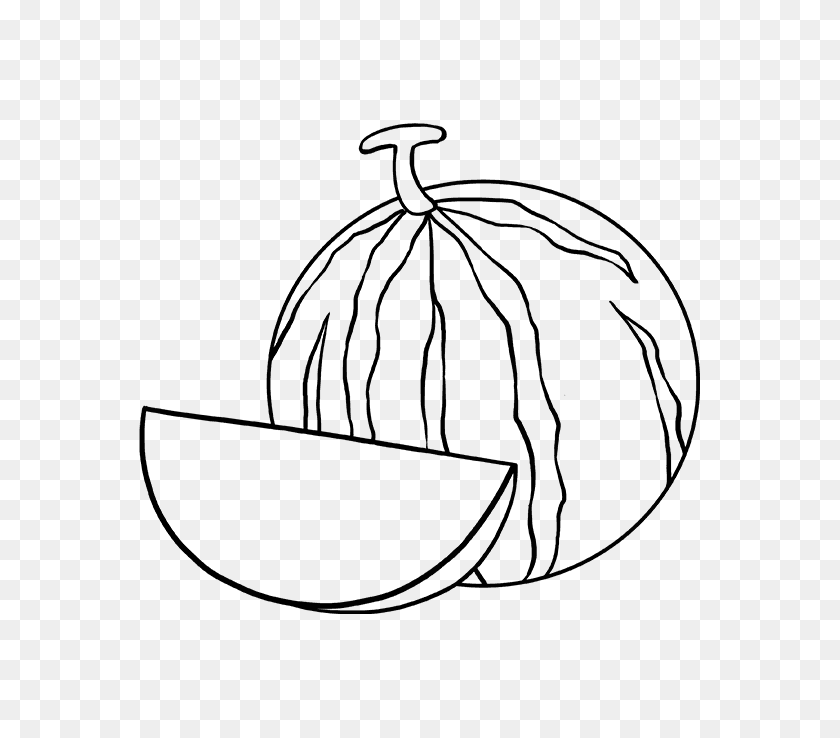 680x678 How To Draw A Watermelon - Watermelon Black And White Clipart