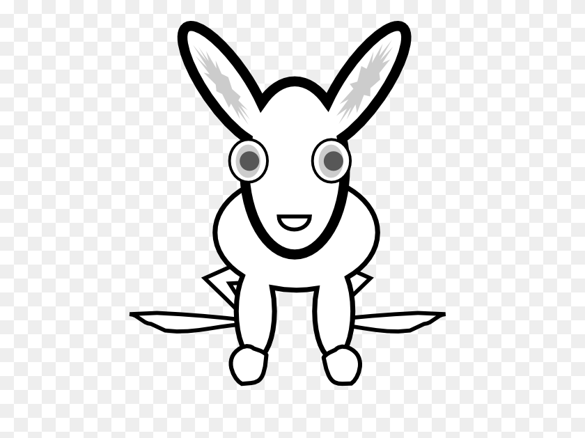 555x569 How To Draw Rabbits For Kids, Step - Bunny Clipart Black And White