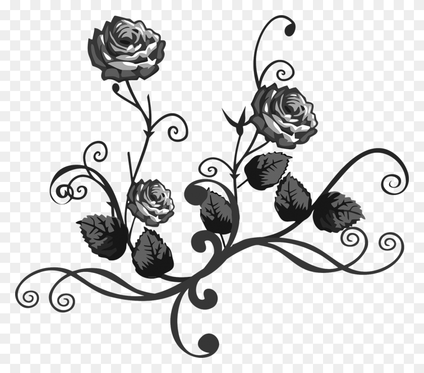 1280x1114 Как Сделать Рисунок Розы Бесплатно Распечатать Трафареты Роз - Роза Рисунок Png