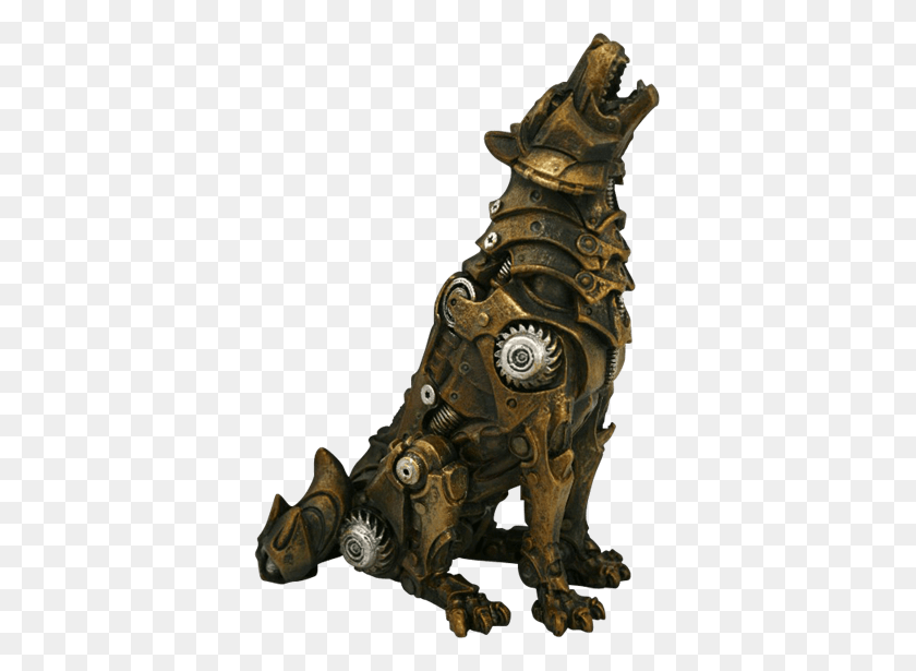 555x555 Howling Steampunk Wolf Statue - Steampunk PNG