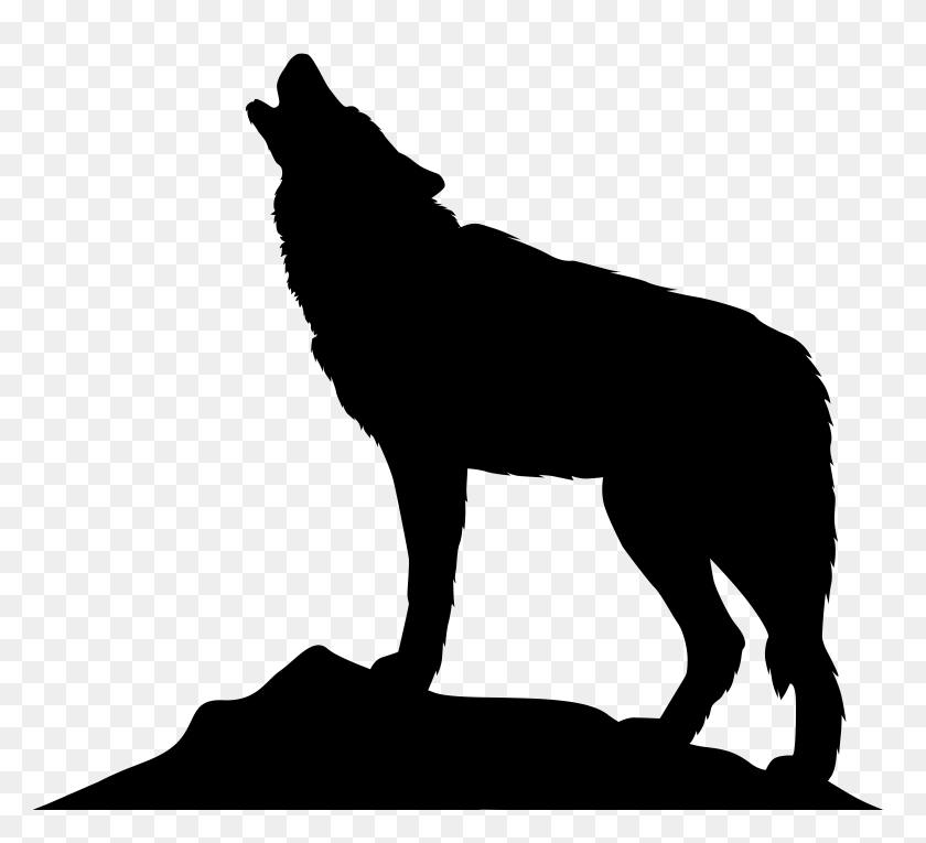 8000x7239 Howling Wolf Silhouette Png Clip Art - White Wolf PNG