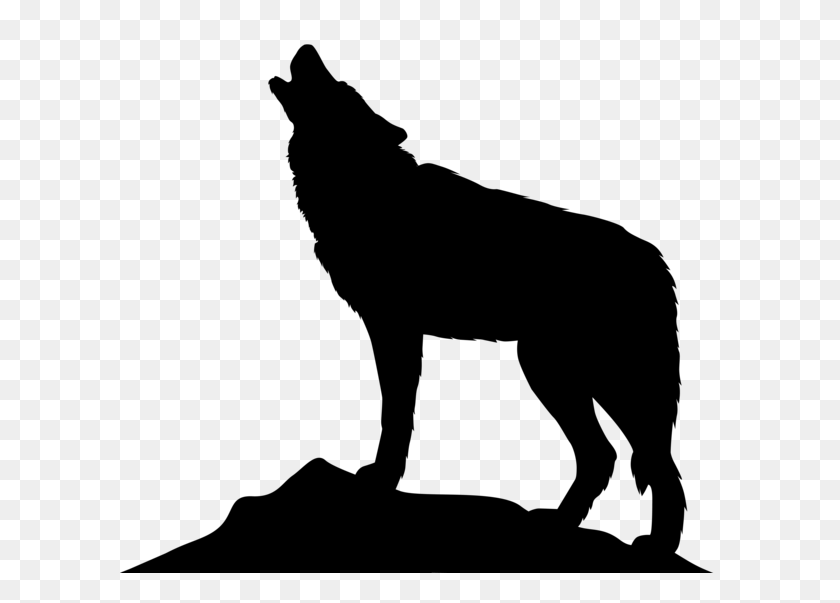 600x543 Howling Wolf Silhouette Png Clip Art - Wolf Black And White Clipart