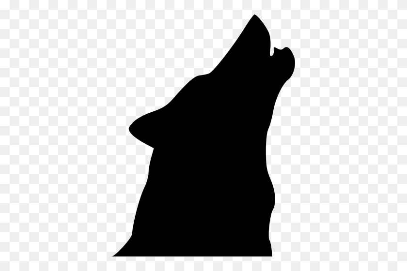 379x500 Воющий Волк Силуэт Векторное Изображение - Волк Черно-Белый Клипарт