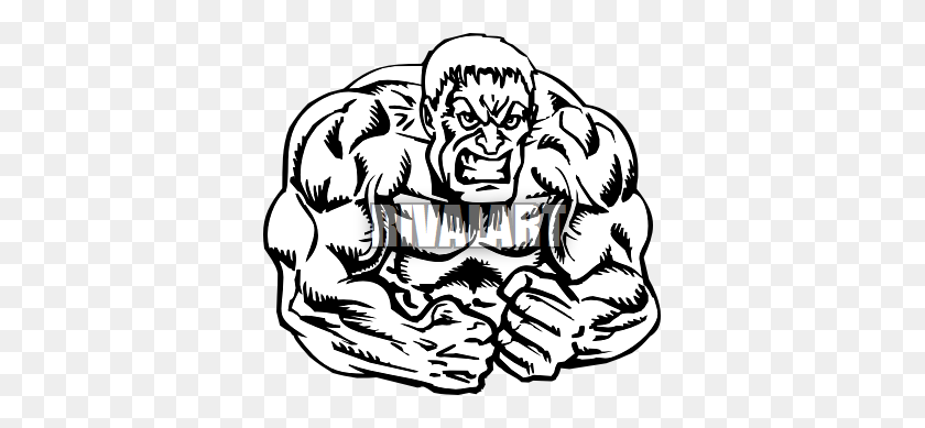 361x329 Hulk Clip Art Black And White - Muscles Clipart Black And White