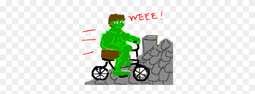 300x250 Hulk Ride A Bicycle On A Grey Slate Roof Drawing - To Ride A Bike Clipart