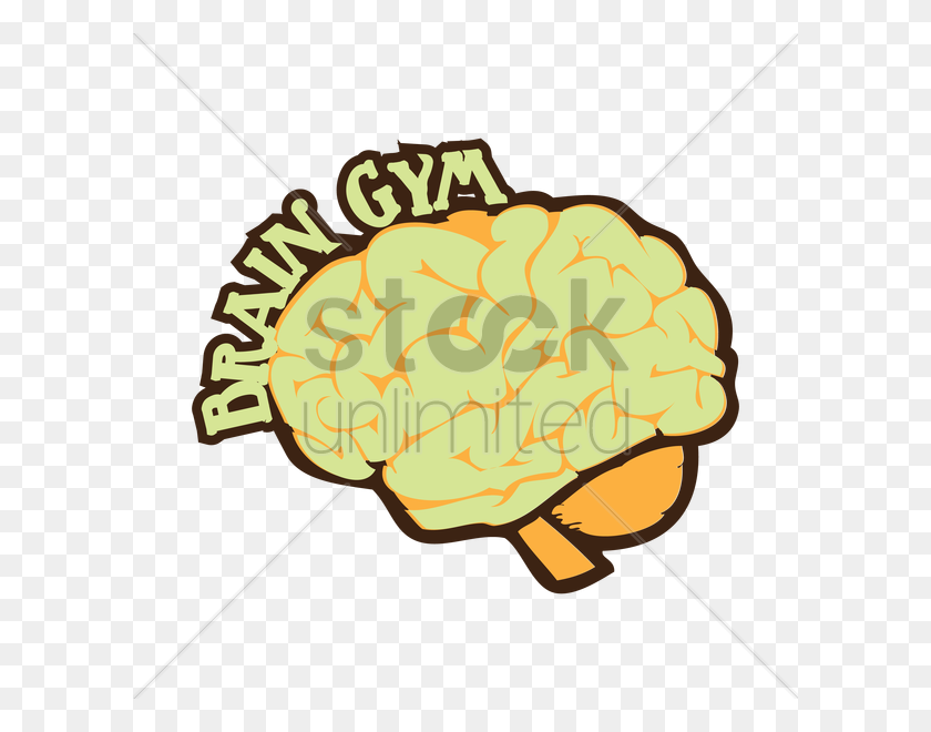 600x600 Human Brain With Brain Gym Words Vector Graphic Clipart - Cartoon Brain PNG