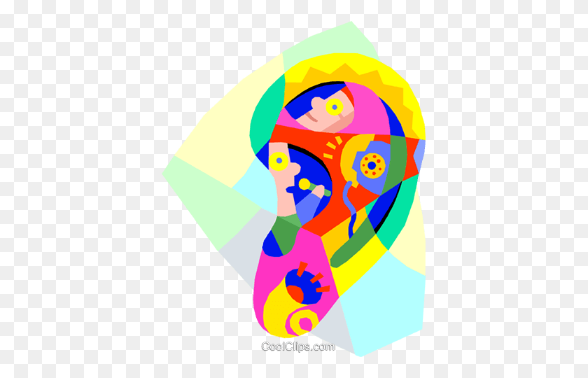 377x480 Дизайн Человеческого Уха Со Звуковыми Символами Клипарт В Векторе - Звуковой Клипарт
