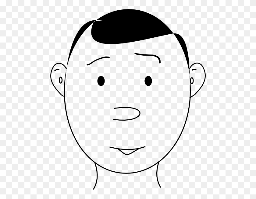 510x595 Human Face Outline Clip Art Free Vector - Nose Black And White Clipart