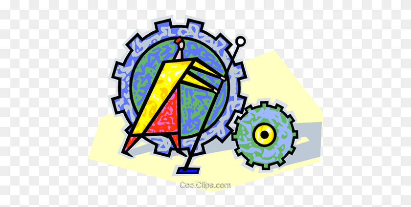 480x364 Human Form With Mechanical Gears Royalty Free Vector Clip Art - Mechanical Clipart