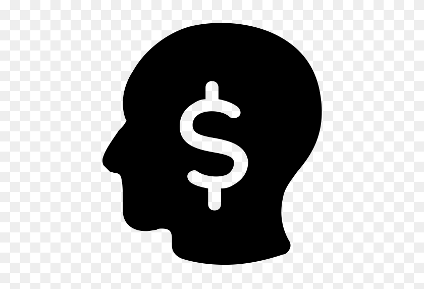 512x512 Человеческая Голова Со Знаком Доллара, Контур, Значок Вкладыша С Png - Знак Доллара Png