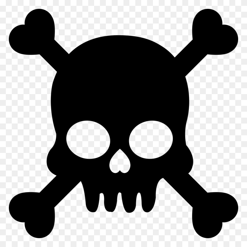 980x980 Human Skull With Crossed Bones Silhouette Png Icon Free - Skull Icon PNG
