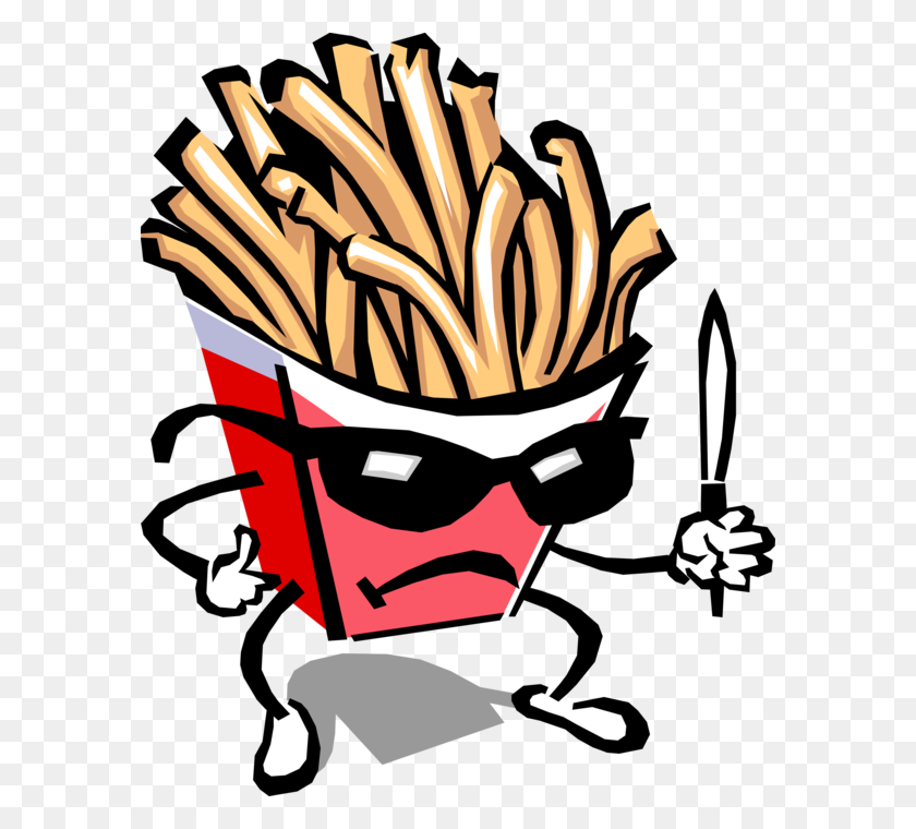 582x700 Humanoid French Fry Guy With Sunglasses - French Fry PNG