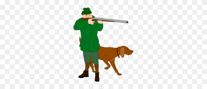 243x300 Hunter With Dog Clip Art - Hunting Rifle Clipart
