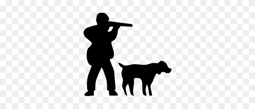 300x300 Hunter With His Dog Sticker - Hunting Rifle Clipart