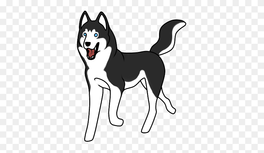 357x429 Husky Clipart - Dog Clipart Black And White