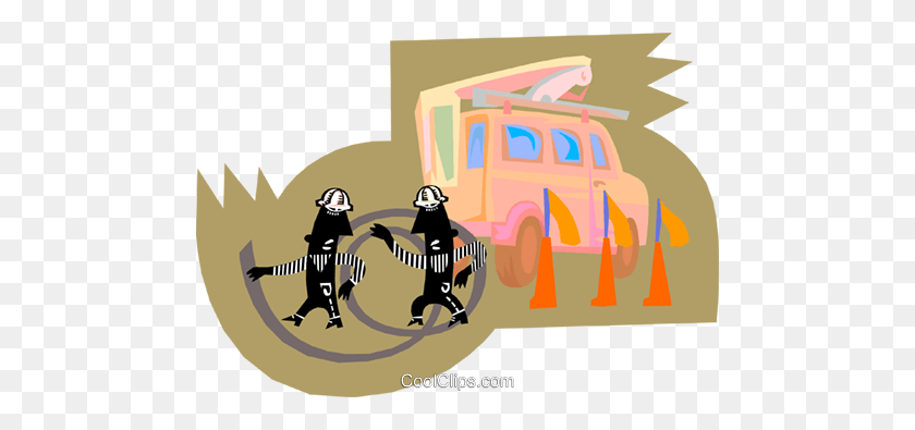 480x335 Hydro Workers With Cable Royalty Free Vector Clip Art Illustration - Cable Clipart
