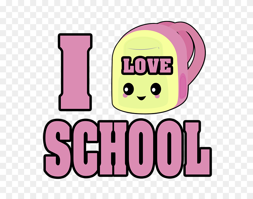 600x600 I Heart Love School Cute Kawaii Backpack Shower Curtain For Sale - I Love School Clipart