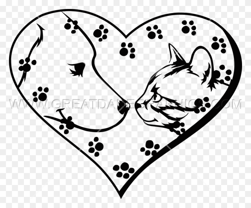 825x674 Готовые Изображения Для Печати На Футболках I Heart Pets - Домашние Животные Черно-Белый Клипарт