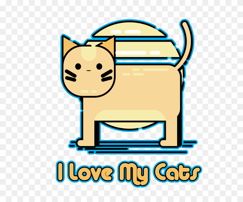 640x640 I Love My Cat Illustration, Cat, Vector, Cute Png And Vector - Cat Vector PNG