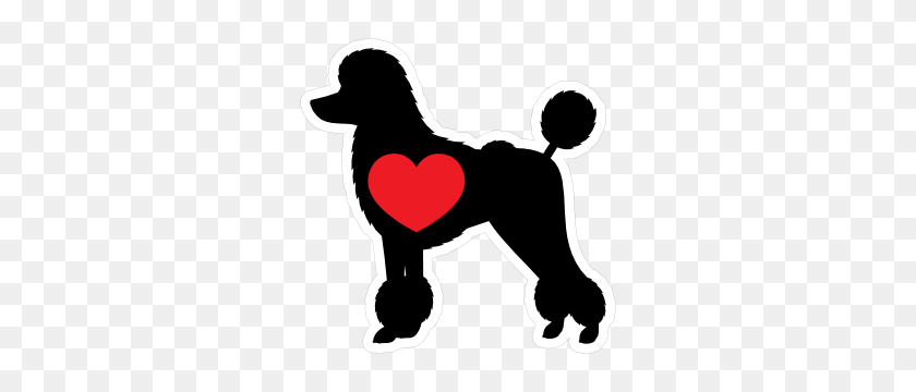 300x300 I Love My Poodle Silhouette With Heart Sticker - Poodle PNG