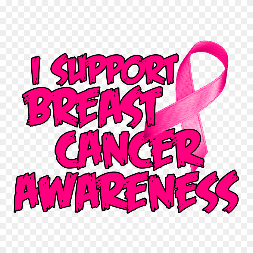 2000x2000 I Support Breast Cancer Awareness - Breast Cancer Awareness Ribbon PNG