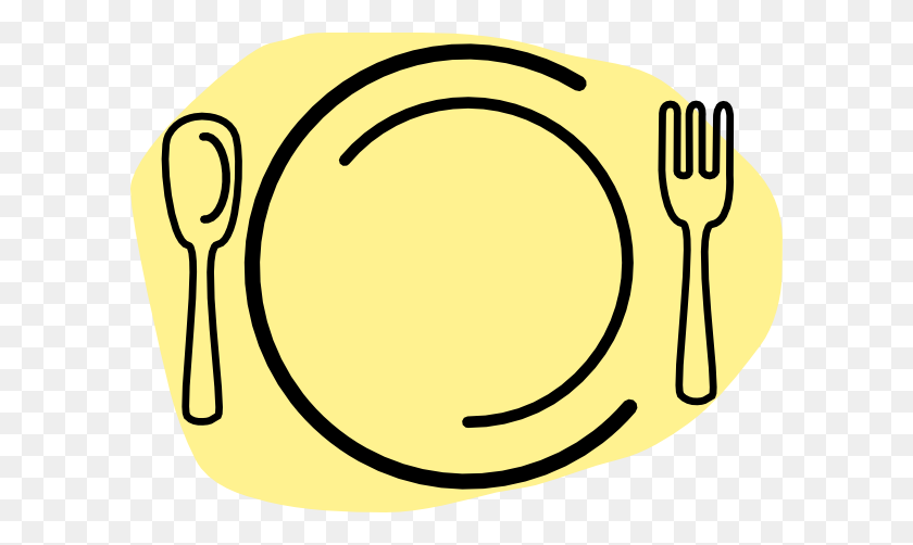 600x442 Iammisc Dinner Plate With Spoon And Fork Clip Art Free Vector - Wisteria Clipart