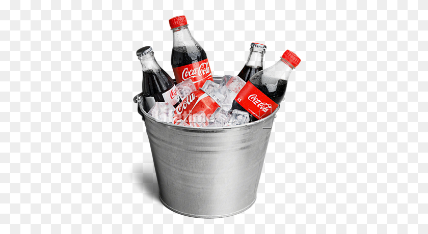 342x400 Ice Bucket With Assorted Bottles And Cans Of Coca Cola - Beer Bucket PNG