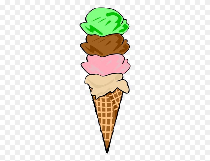 204x584 Ice Cream Cone - Shocked Clipart