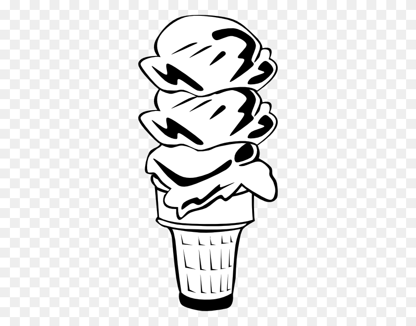 282x598 Ice Cream Cone - Ice Clipart Black And White