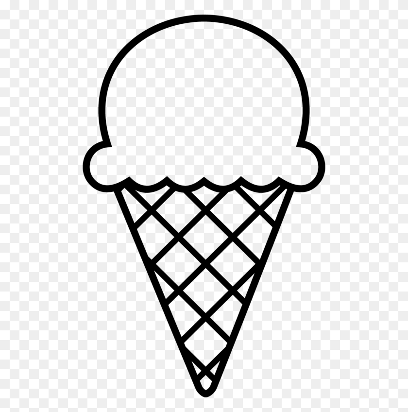 500x788 Конус Мороженого Картинки - Конус Мороженого Клипарт Черный И Белый