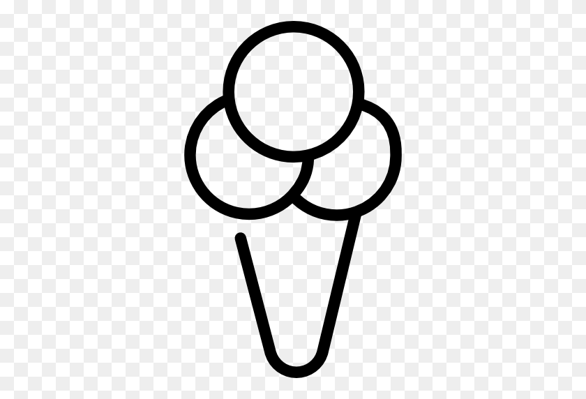 512x512 Конус Мороженого, Мороженое, Корнет Мороженого, Значок Еда - Черно-Белый Клипарт Совок Мороженого