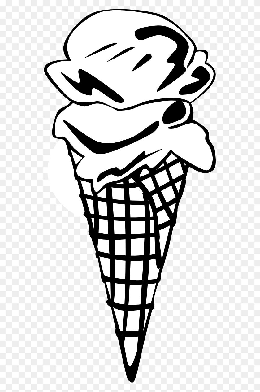 555x1206 Ice Cream Cone Outline Clip Art - Grocery Store Clipart Black And White