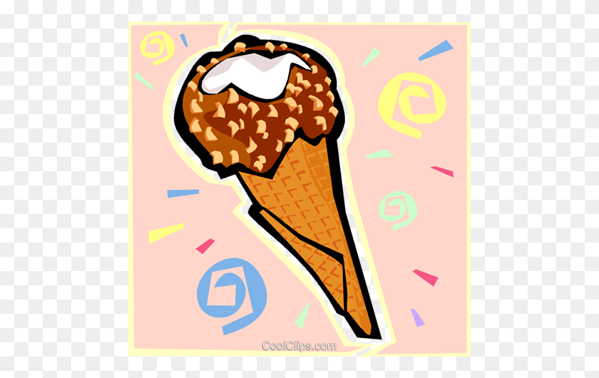 480x470 Ice Cream Cone Royalty Free Vector Clip Art Illustration - Frozen Food Clipart