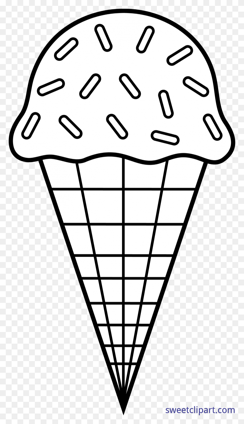 1783x3192 Ice Cream Cone Sprinkles Lineart Clip Art - Cream Clipart